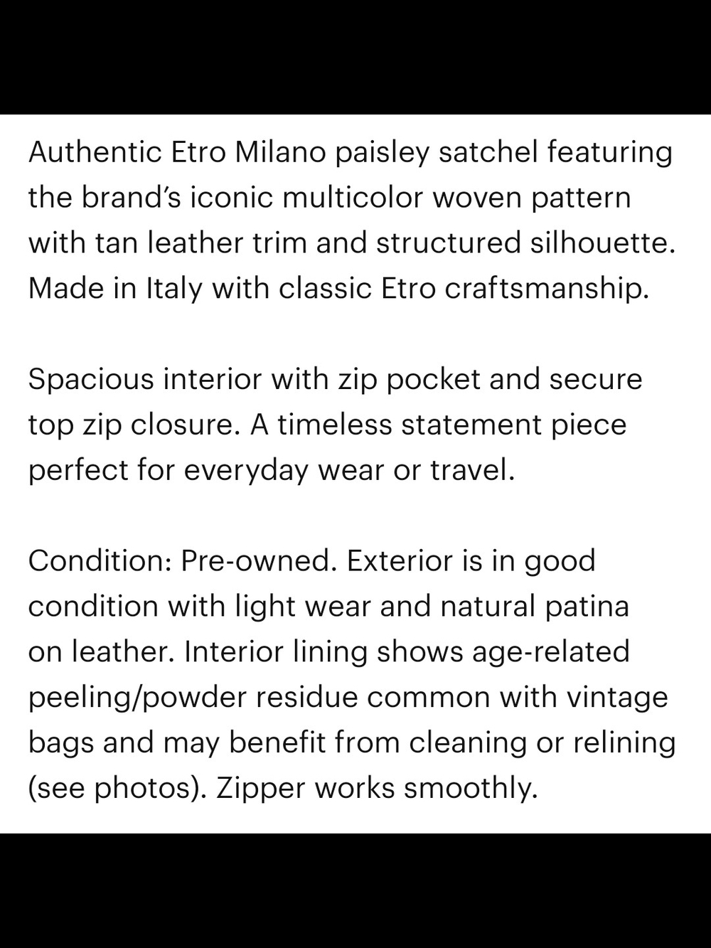 Etro Vintage Milano Paisley Satchel Handbag in Brown with Tan Trim - Picture 8 of 8